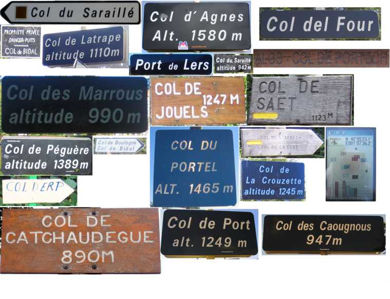Panneaux des cols divers