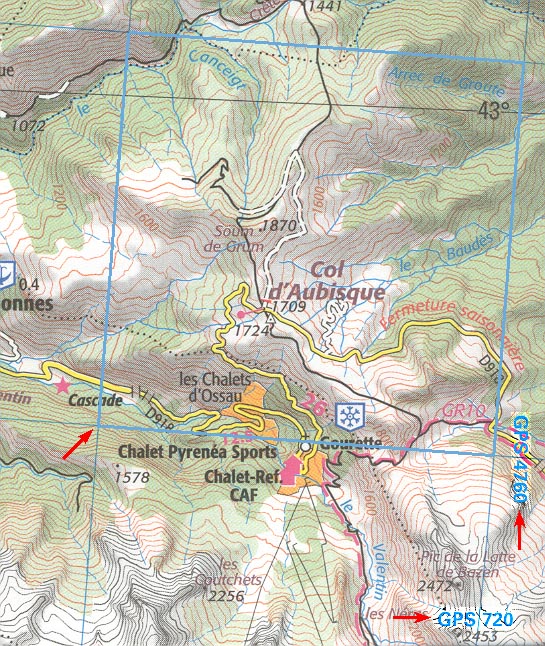 Mappa con il Col d'Aubisque