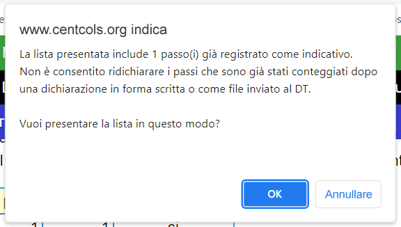 Avvison per un passo indicative